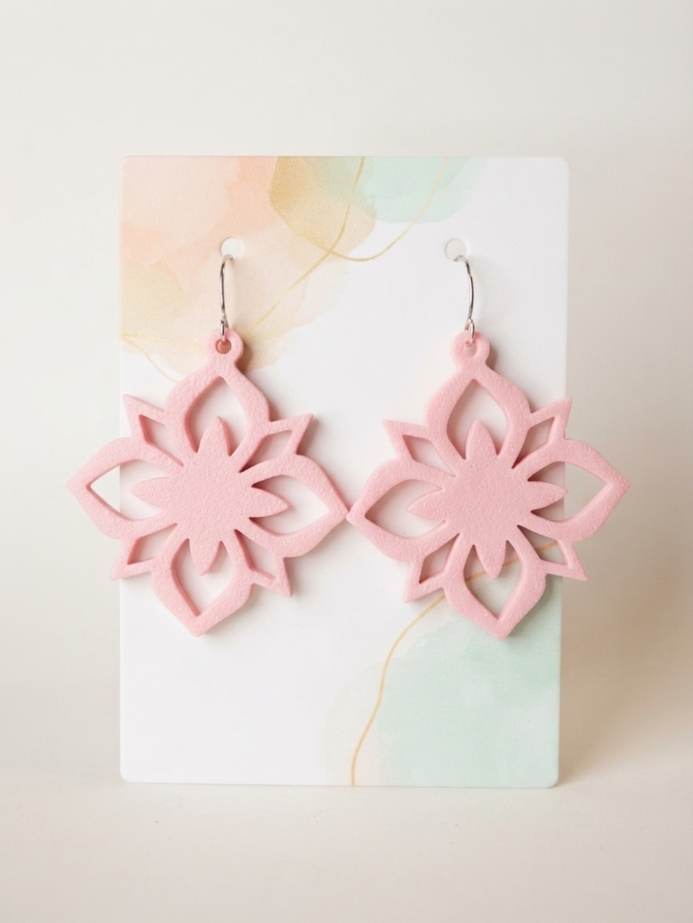 Pink Floral Cutout Drop Earrings - Women Jewelry